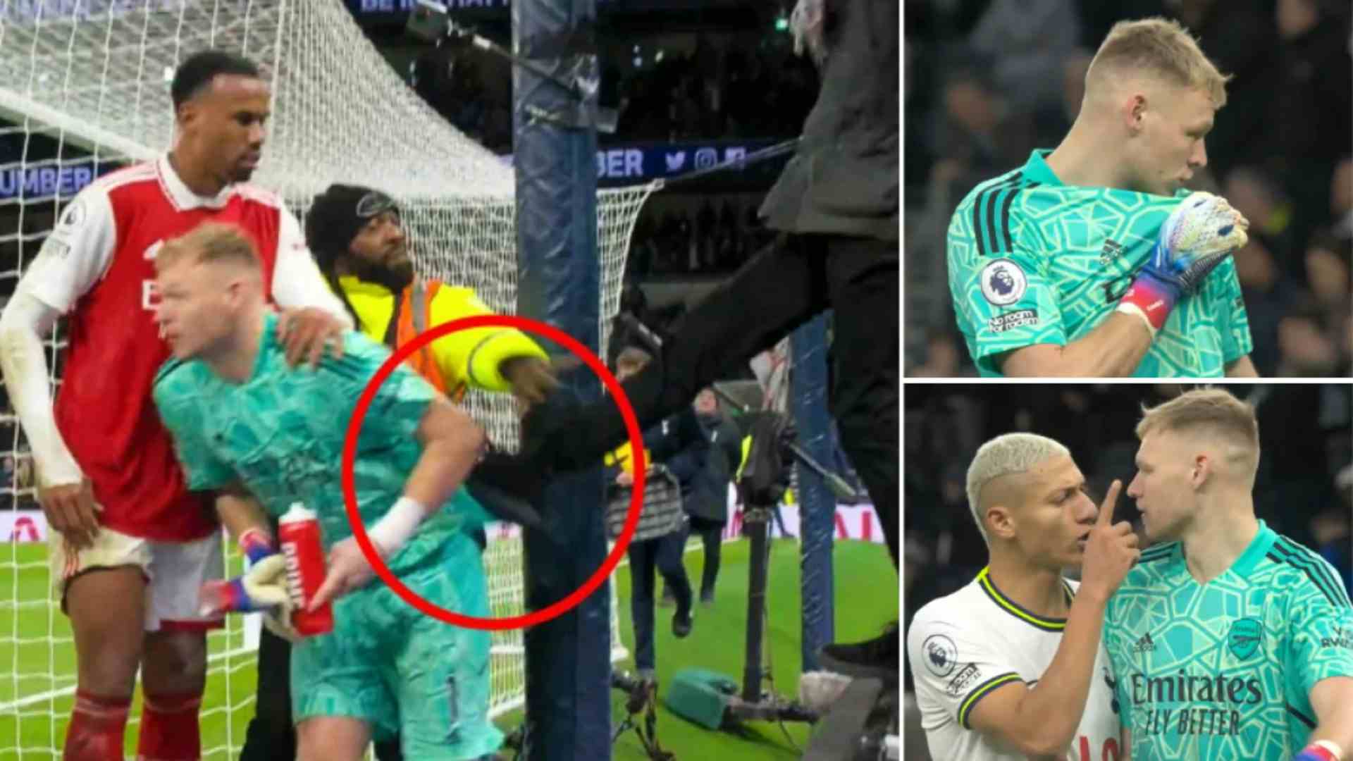Tottenham-Arsenal, tensione nel finale: tifoso Spurs prova a colpire Ramsdale con un calcio (VIDEO)