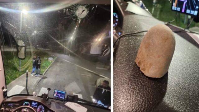 Bus dei tifosi del Nizza colpito da un sasso