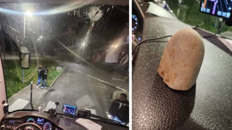 Bus dei tifosi del Nizza colpito da un sasso