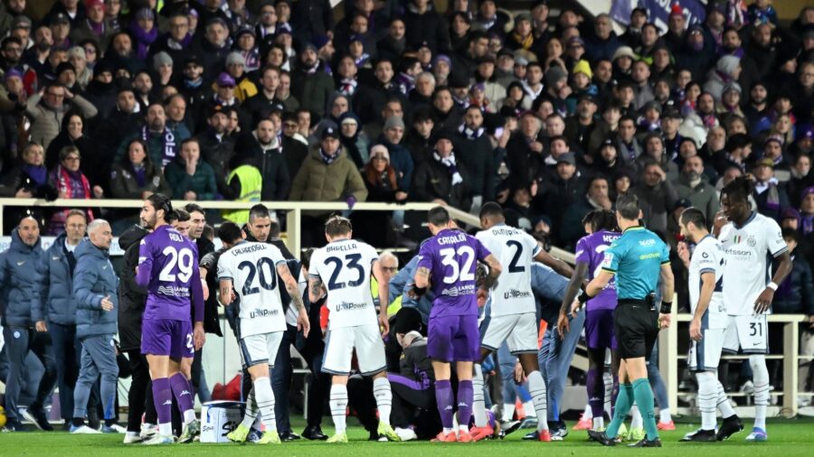 Malore per Bove sospesa Fiorentina Inter