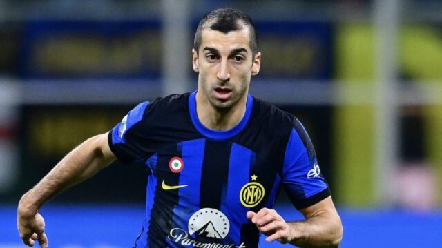 Mkhitaryan nel prepartita di Roma Inter