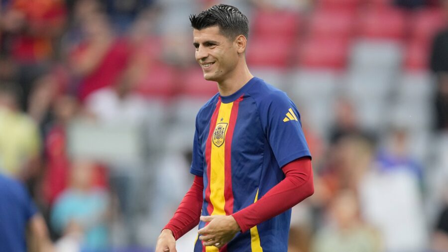 Alvaro morata spagna euro 2024 semi final spain vs france 2 1 09 07 2024 riscaldamento warm up campionati europei germania euro 2024 semi finale spagna franciajpg