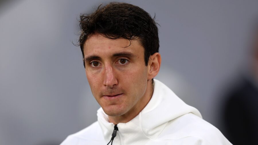 Andrea cambiaso juventus fc looks on serie a juventus v udinese serie a allianz stadium may 18 2025 turin italyjpg