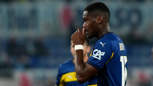 Ange yoan bonny of parma calcio during the serie a football match between ss lazio and parma calcio 1913 at olimpico stadium in rome italy april 28 2025 antoniettaxbaldassarrejpg