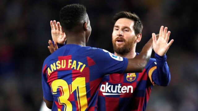 Ansu fati lionel messi barca