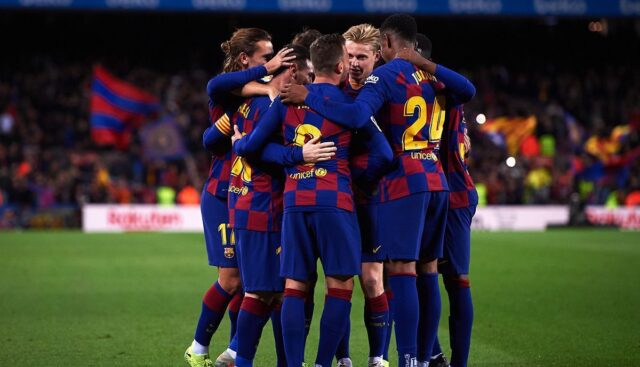 Barca goal celebration