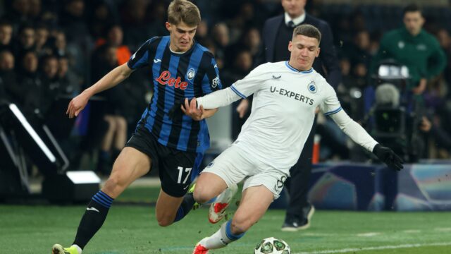 Christos tzolis brugge charles de ketelaere atalanta champions league 2024 25 atalanta vs bruges 1 3 18 02 2025 contrasto action champions league 2024 25 atalanta brugge 1 3jpg