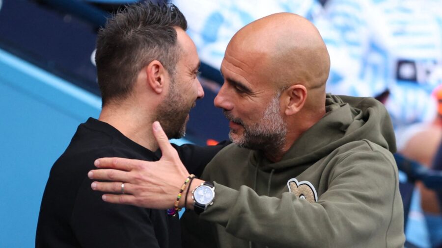 De zerbi saluta guardiola prima di un match