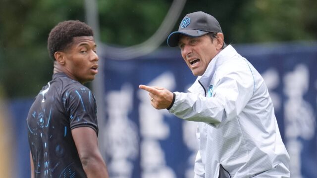 Dimaro italy antonio conte neres of ssc napoli during the pre season training session in dimaro italy copyright xfotoagenziaxjpg