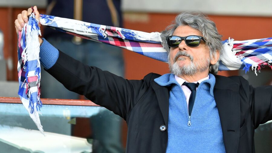 Ferrero con la sciarpa della sampdoria