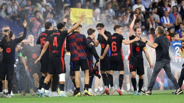 Festeggiamenti barcellona espanyol vittoria liga