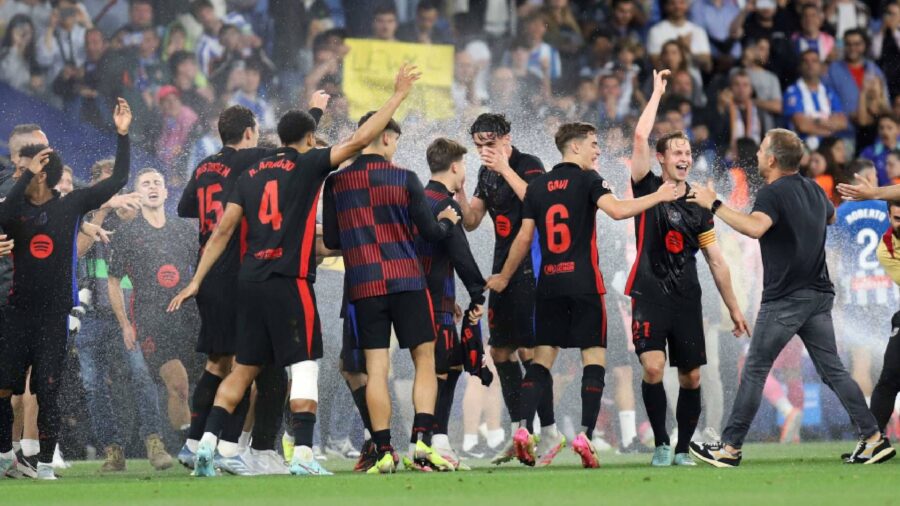 Festeggiamenti barcellona espanyol vittoria liga