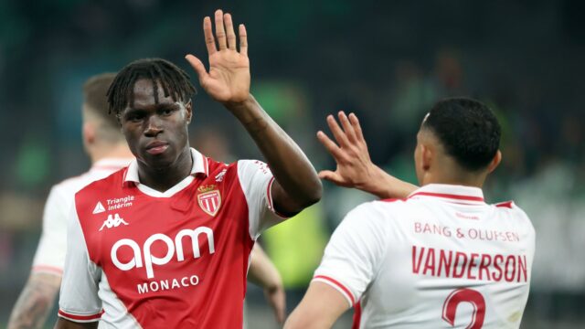 Football saint etienne asse vs monaco asm ligue 1 03 05 2025 wilfried singo monaco saint etiennefrance copyright xpillaudxjpg
