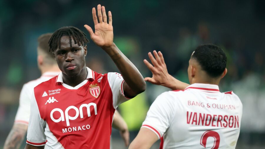 Football saint etienne asse vs monaco asm ligue 1 03 05 2025 wilfried singo monaco saint etiennefrance copyright xpillaudxjpg