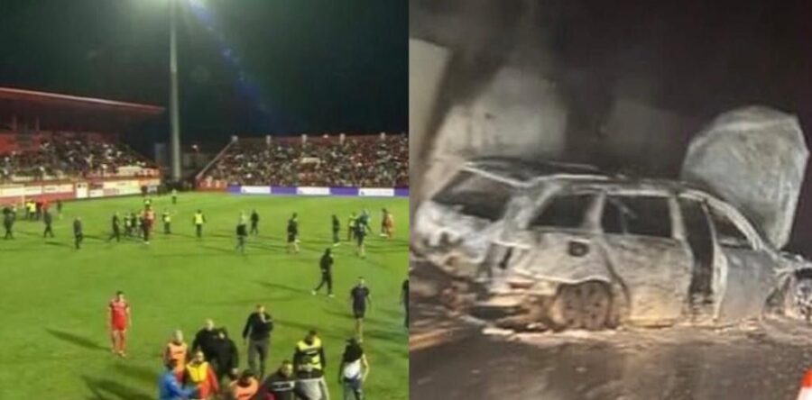 Fuoco alla macchina dellarbitro