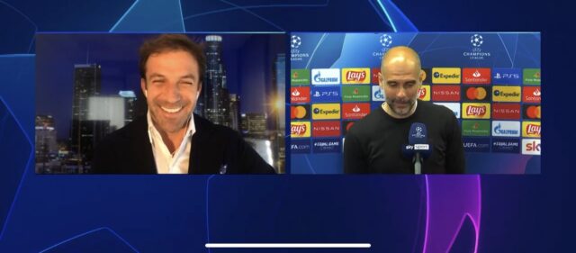 Guardiola a del piero vediamoci in italia mi manca la pasta. video sky sport