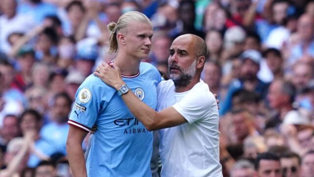 Guardiola e haaland lasciano il manchester city