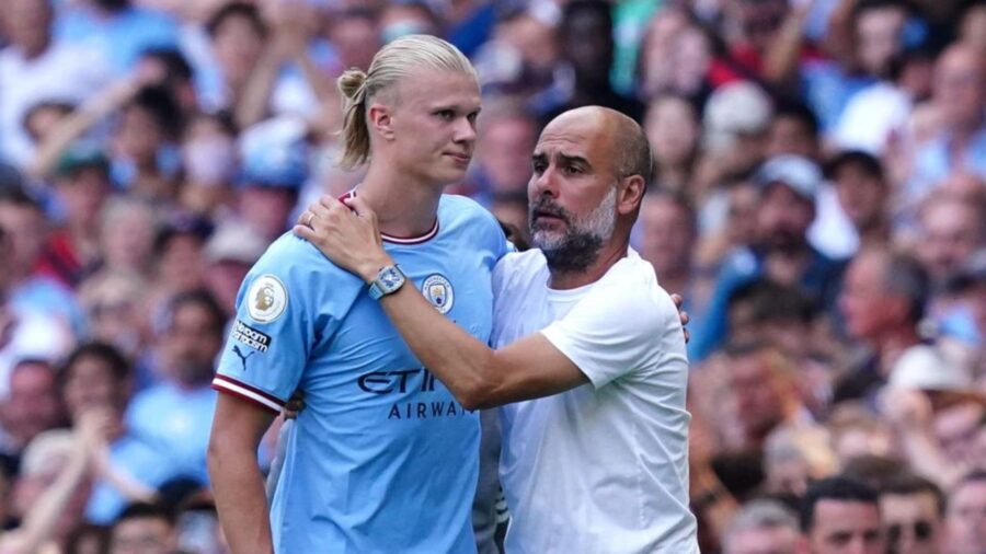 Guardiola e haaland lasciano il manchester city