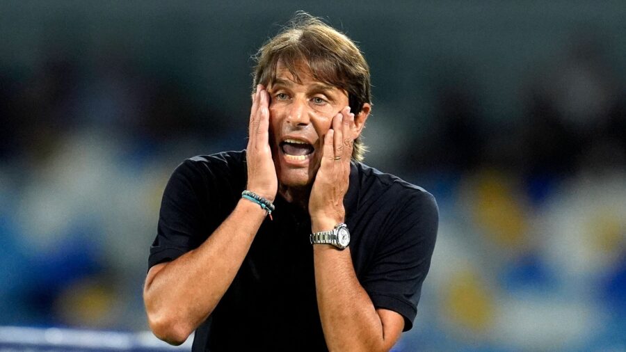Head coach antonio conte ssc napoli looks dejected serie a ssc napoli v pisa sc diego maradona stadium september 22 2025 napoli italyjpg