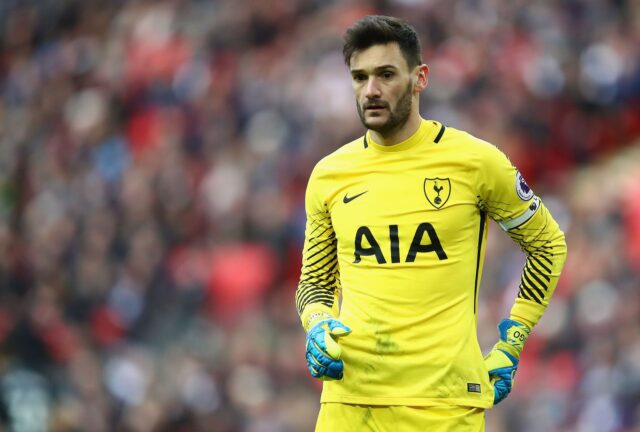 Hugo lloris of spurs looks on during the premier league match be