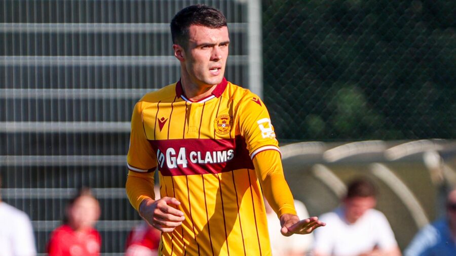 Lennon miller of motherwell looks on fc twente v motherwell fc fc twente and motherwell fc sportpark de kruudnhof july 1 2025 beckum netherlandsjpg