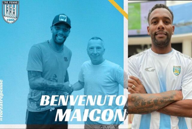 Maicon firma con il tre penne