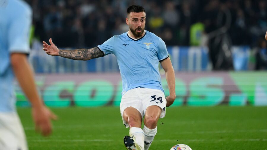 Mario gila of ss lazio in action during the serie a football match between ss lazio and parma calcio 1913 at olimpico stadium in rome italy april 28 2025 andreaxstacciolijpg