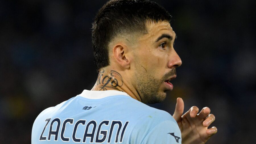 Mattia zaccagni of ss lazio reacts during the serie a football match between ss lazio and us lecce at olimpico stadium in rome italy may 25 2025 andreaxstacciolijpg