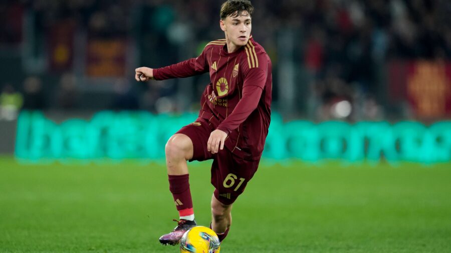 Nicolo pisilli as roma in action serie a as roma v genoa olimpico january 17 2025 rome italyjpg