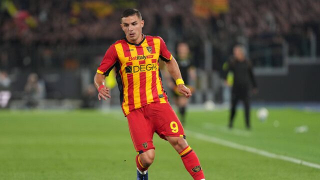 Nikola krstovic of us lecce during the serie a football match between ss lazio and us lecce at olimpico stadium in rome italy may 25 2025 antoniettaxbaldassarrejpg