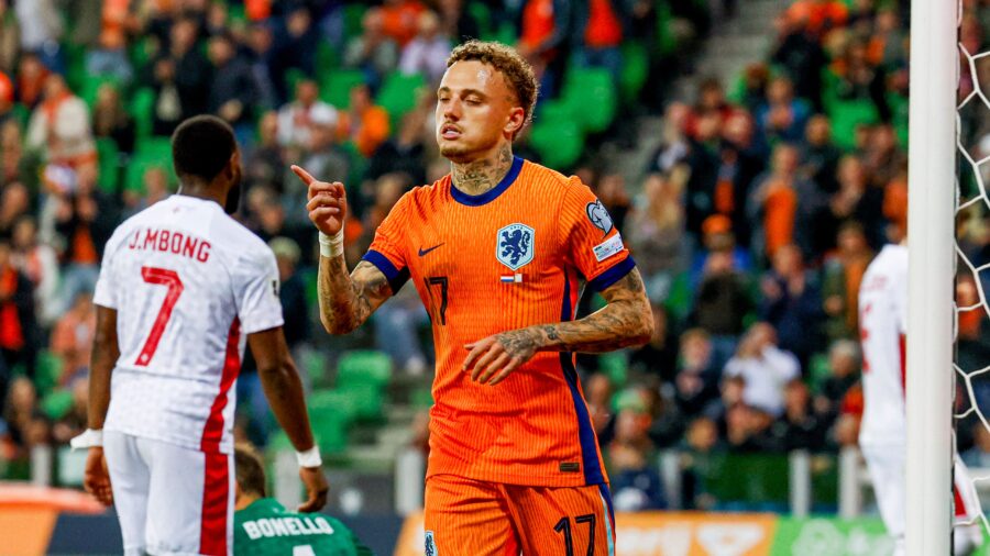 Noa lang of the netherlands celebrates after scoring his teams sixth goal netherlands v malta netherlands and malta euroborg june 10 2025 groningen netherlandsjpg