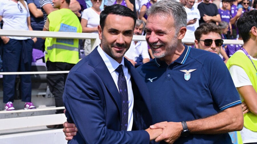 Palladino e baroni abbracciati prima di fiorentina lazio