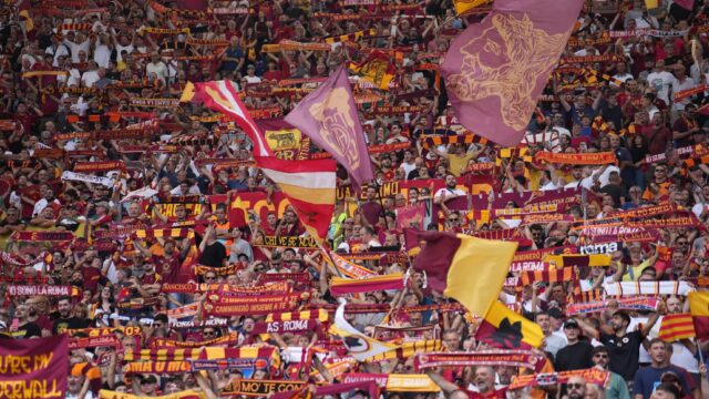 Rome italy september 14 supporters of as roma during the serie a match between as roma and torino fc in rome italy copyright xfotoagenziaxjpg