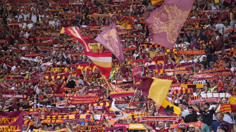 Rome italy september 14 supporters of as roma during the serie a match between as roma and torino fc in rome italy copyright xfotoagenziaxjpg