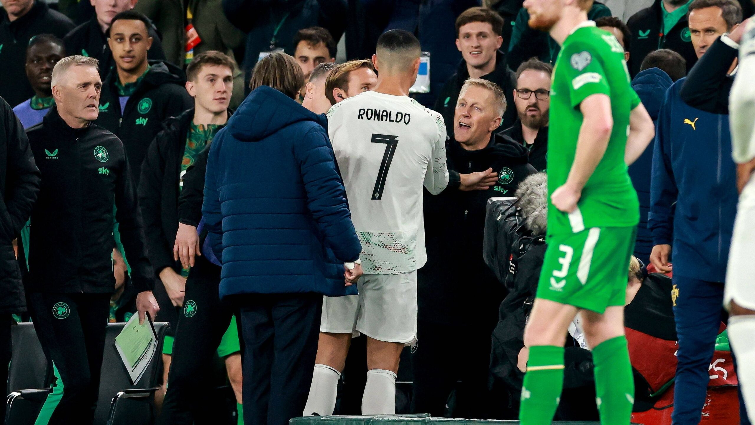 ronaldo contro la panchina dell'irlanda