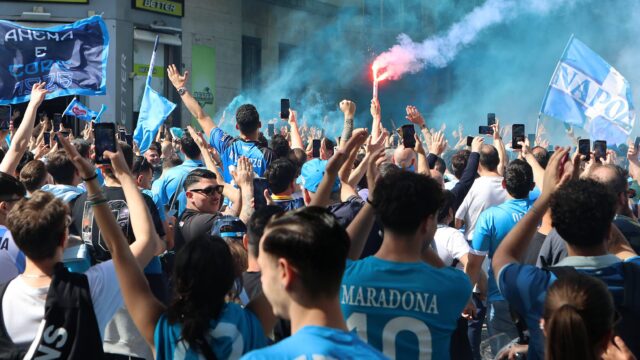Scudetto napoli fans outside and inside the maradona stadium for napoli cagliari copyright xnapolipressx xipa agencynetx xnapolipressx 0820627276stjpg