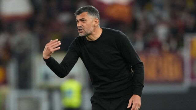 Sergio conceicao head coach of ac milan during the serie a football match between as roma and ac milan at olimpico stadium in rome italy may 18 2025 antoniettaxbaldassarrejpg
