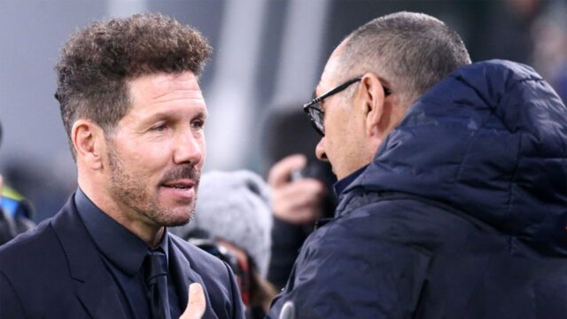 Simeone e sarri durante atletico lazio
