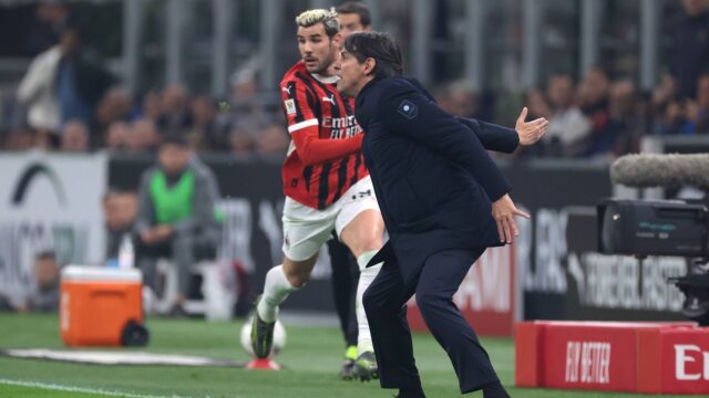 Theo hernandez dribba inzaghi durante milan inter di coppa italia