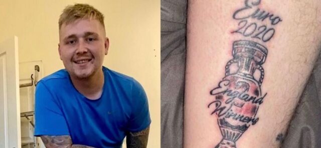 Tifoso del tatuaggio con il trofeo