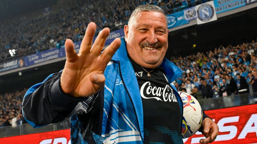 Tommaso starace gestures during the serie a football match between ssc napoli and cagliari calcio at diego armando maradona stadium in napoli italy may 23 2025 andreaxstacciolijpg