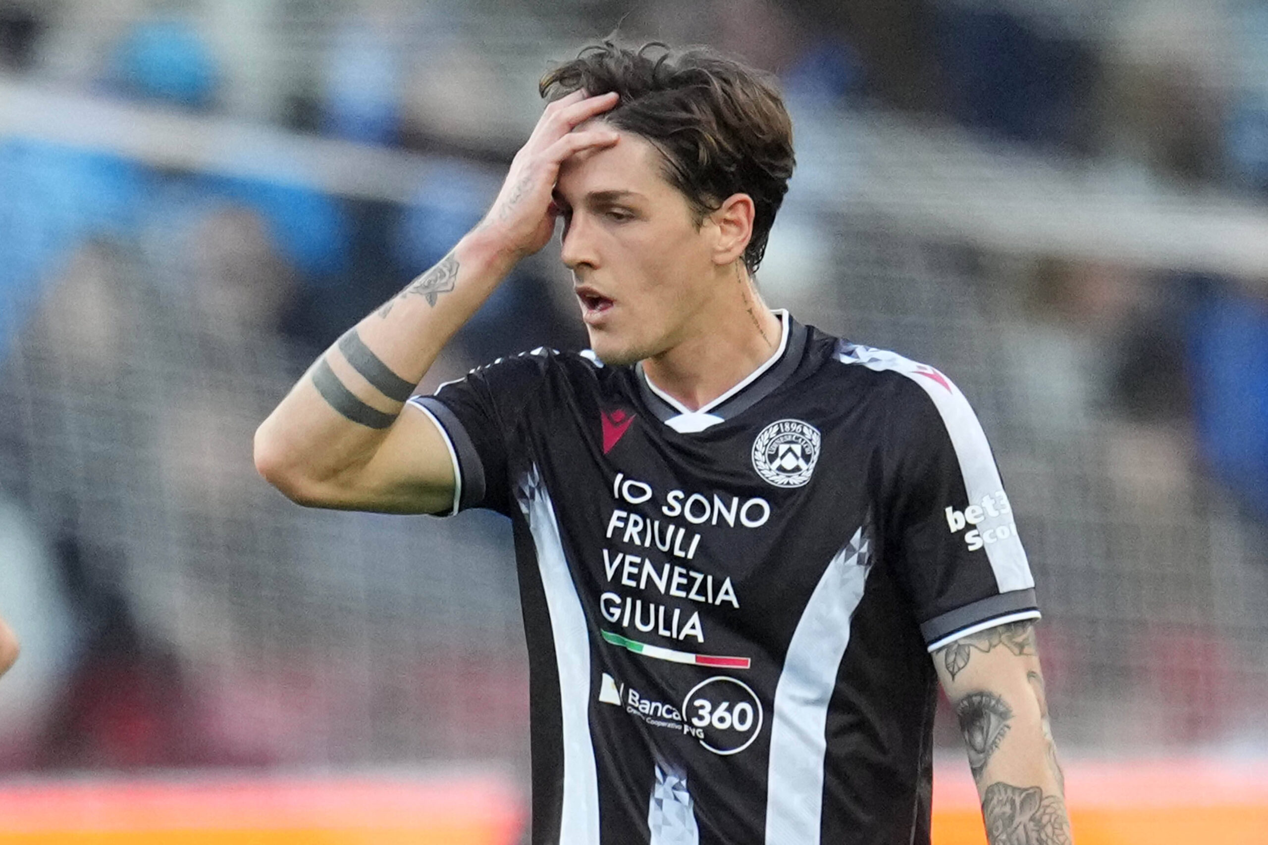 Nicolo Zaniolo con la maglia dell'Udinese