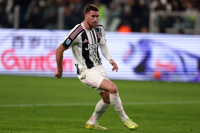 Dusan Vlahovic in campo con la Juventus