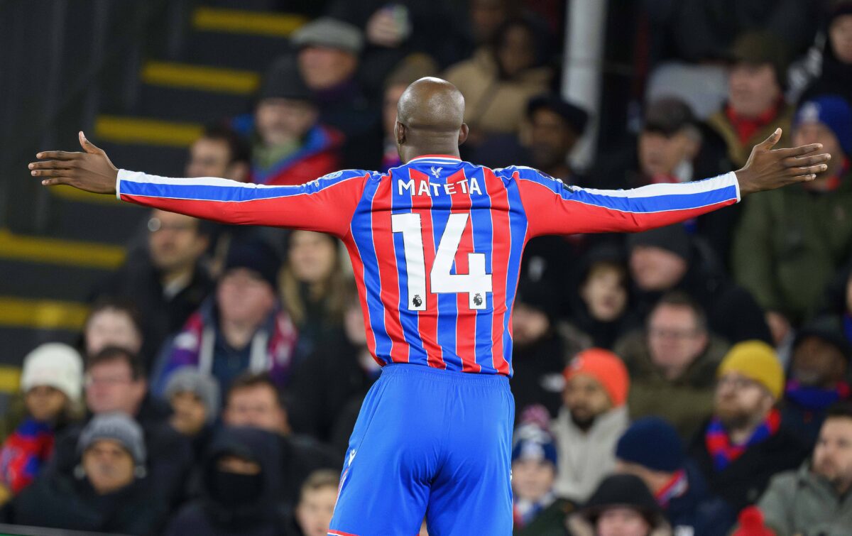 L'esultanza di Mateta dopo un gol segnato con il Crystal Palace