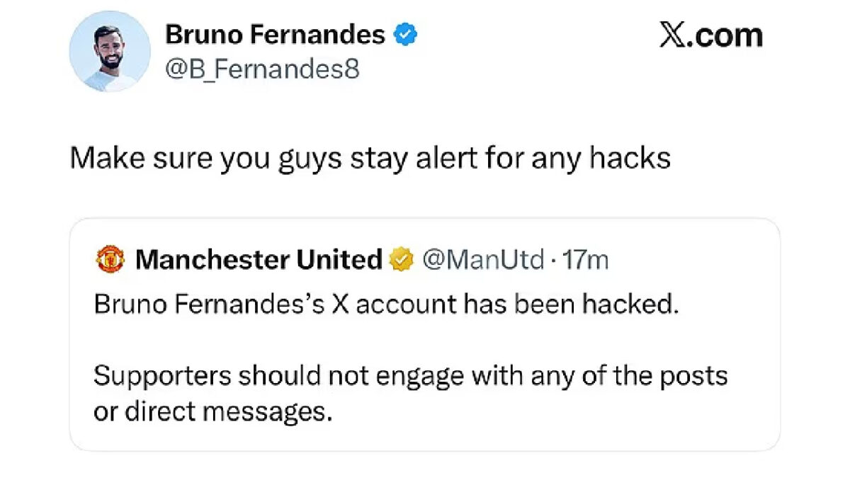 Un altro post dell'account hackerato di Bruno Fernandes