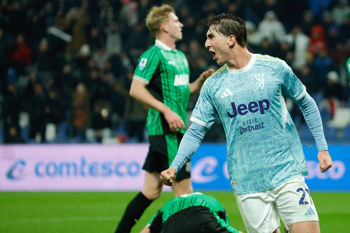 Fabio Miretti esulta dopo il gol al Sassuolo