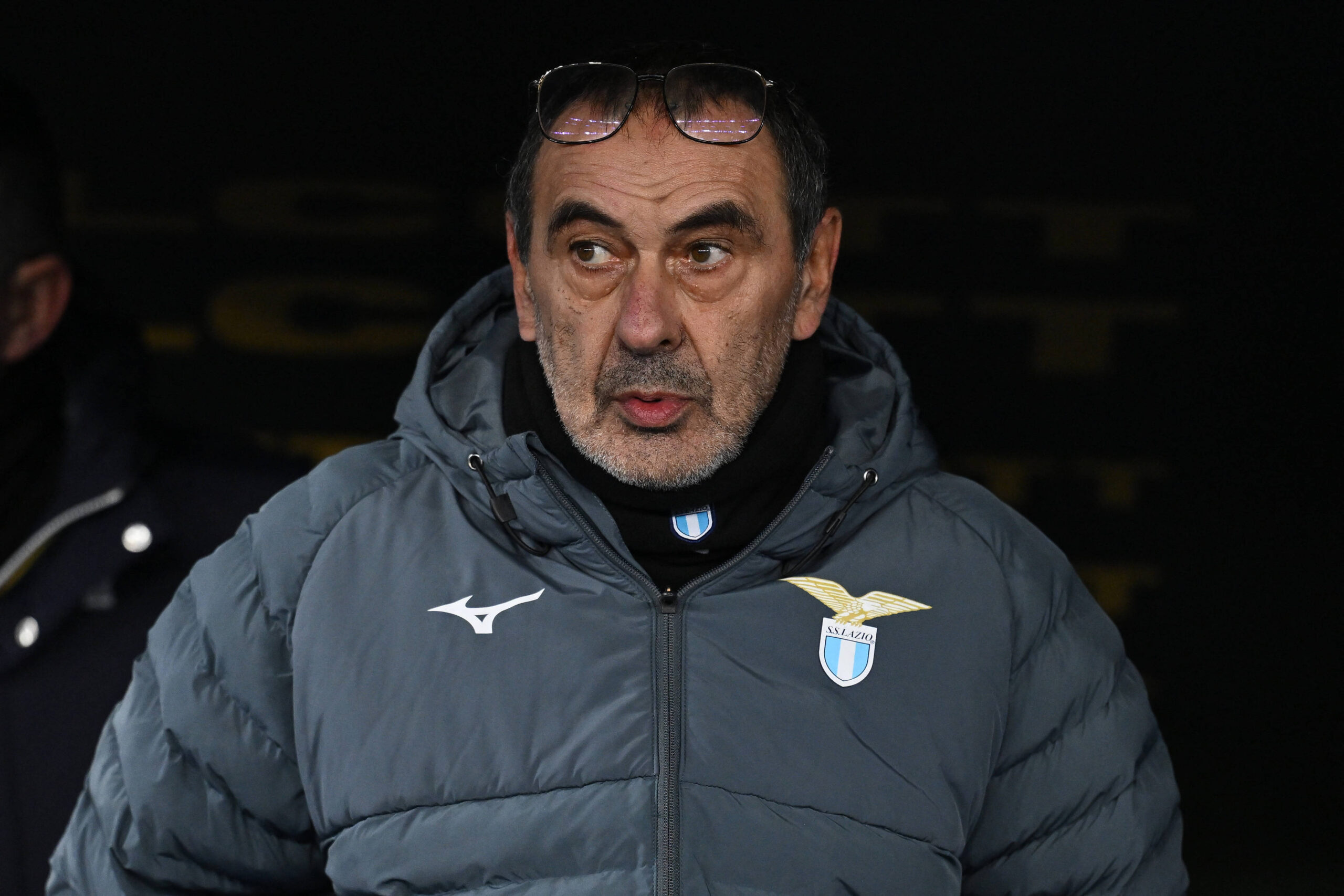 Sarri in panchina durante Lazio-Fiorentina