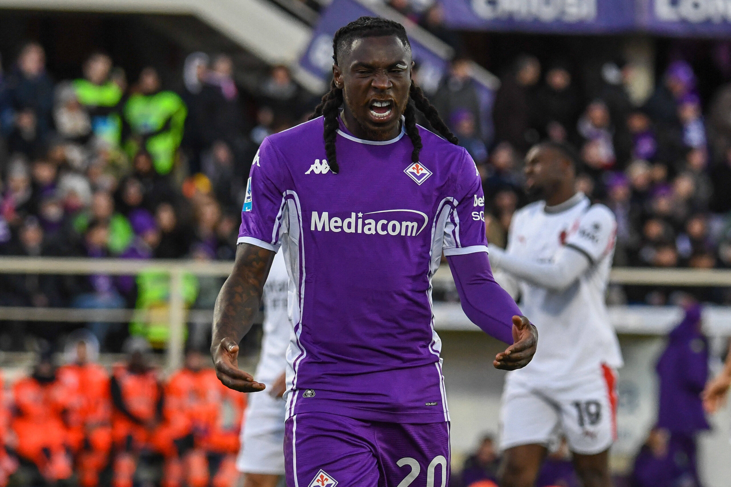 Kean durante la sfida Fiorentina-Milan