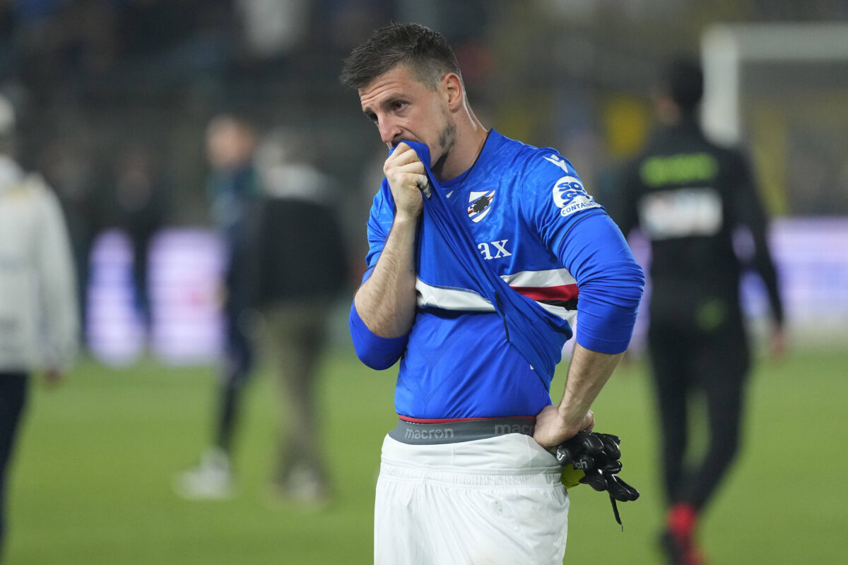 Cragno nell'ultima stagione alla Sampdoria