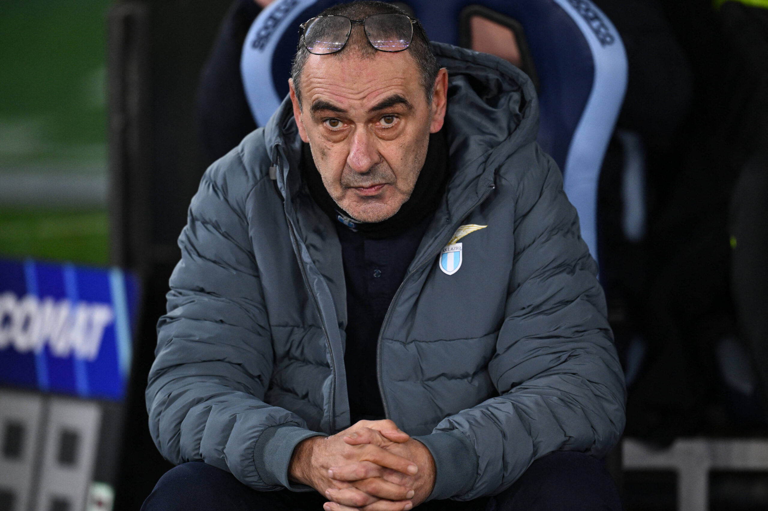 Maurizio Sarri in panchina durante Lazio-Genoa